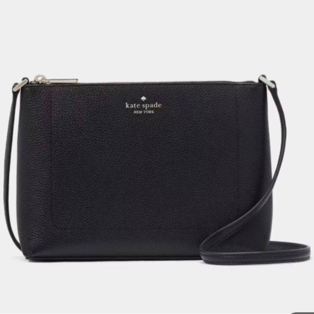 Kate Spade Leila Medium‎ Crossbody Black Pebbled Leather New With Tags